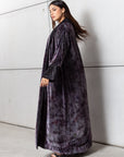 Velvet Abaya in Purple Pattern