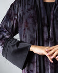 Velvet Abaya in Purple Pattern