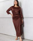 Wrap Dress in Polished Brown