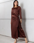 Wrap Dress in Polished Brown