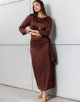 Wrap Dress in Polished Brown