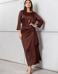 Wrap Dress in Polished Brown