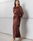 Wrap Dress in Polished Brown