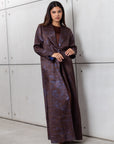 Satin Blazer Abaya in Blue Bronze