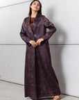 Satin Blazer Abaya in Blue Bronze