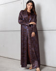 Satin Blazer Abaya in Blue Bronze