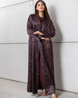 Satin Blazer Abaya in Blue Bronze