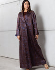 Satin Blazer Abaya in Blue Bronze