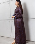 Satin Blazer Abaya in Blue Bronze