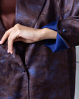 Satin Blazer Abaya in Blue Bronze