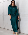 Wrap Dress in Polished Emerald Green