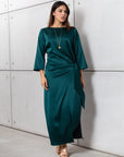 Wrap Dress in Polished Emerald Green