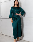 Wrap Dress in Polished Emerald Green