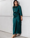 Wrap Dress in Polished Emerald Green