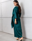 Wrap Dress in Polished Emerald Green