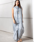 Cloud Wave Kaftan Dress in Misty Blue