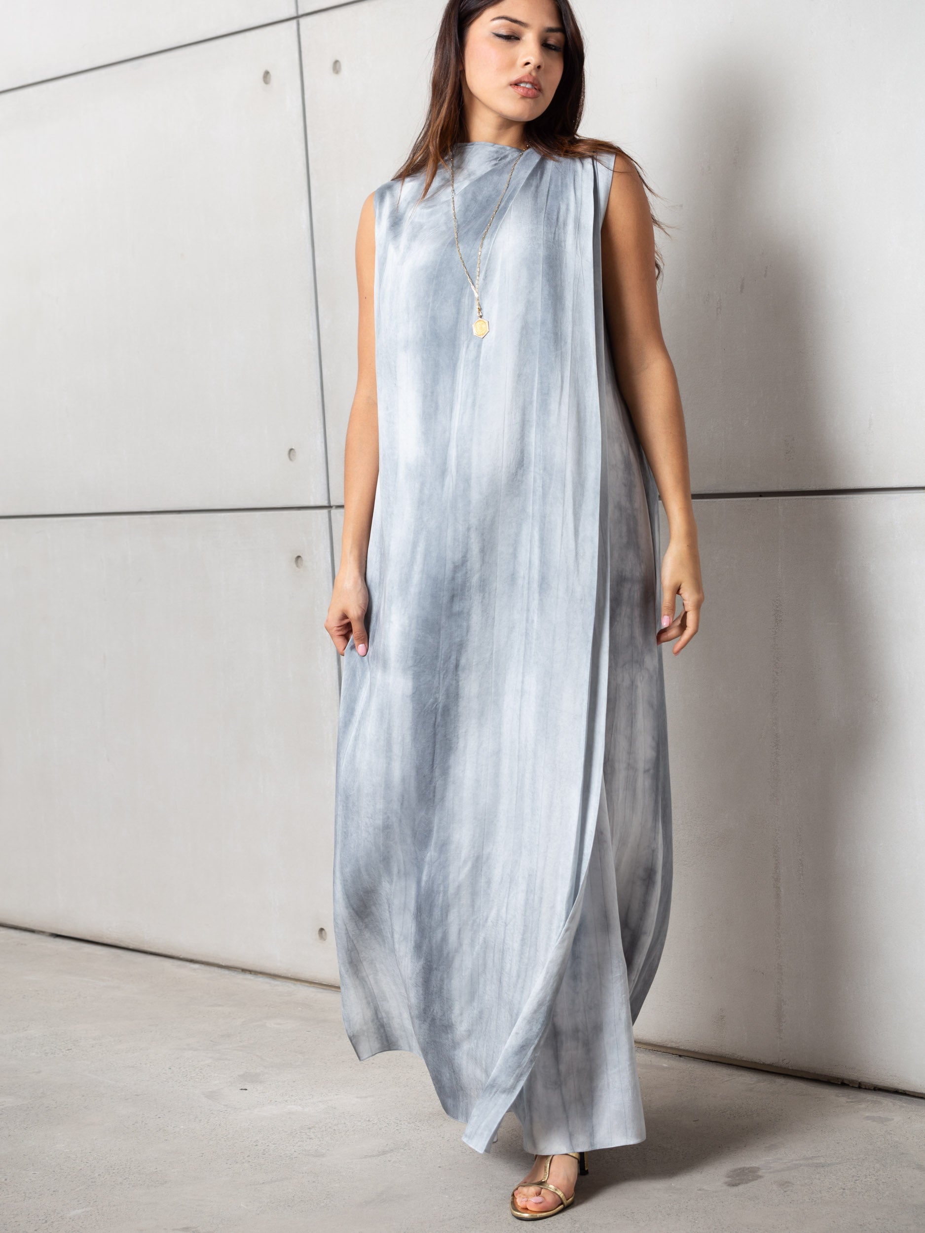 Cloud Wave Kaftan Dress in Misty Blue