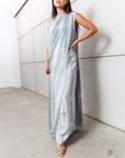 Cloud Wave Kaftan Dress in Misty Blue