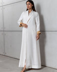 Jacket Abaya in White with Gold Embroidery