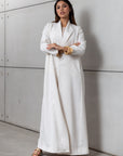 Jacket Abaya in White with Gold Embroidery