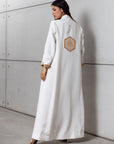 Jacket Abaya in White with Gold Embroidery