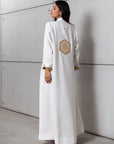 Jacket Abaya in White with Gold Embroidery