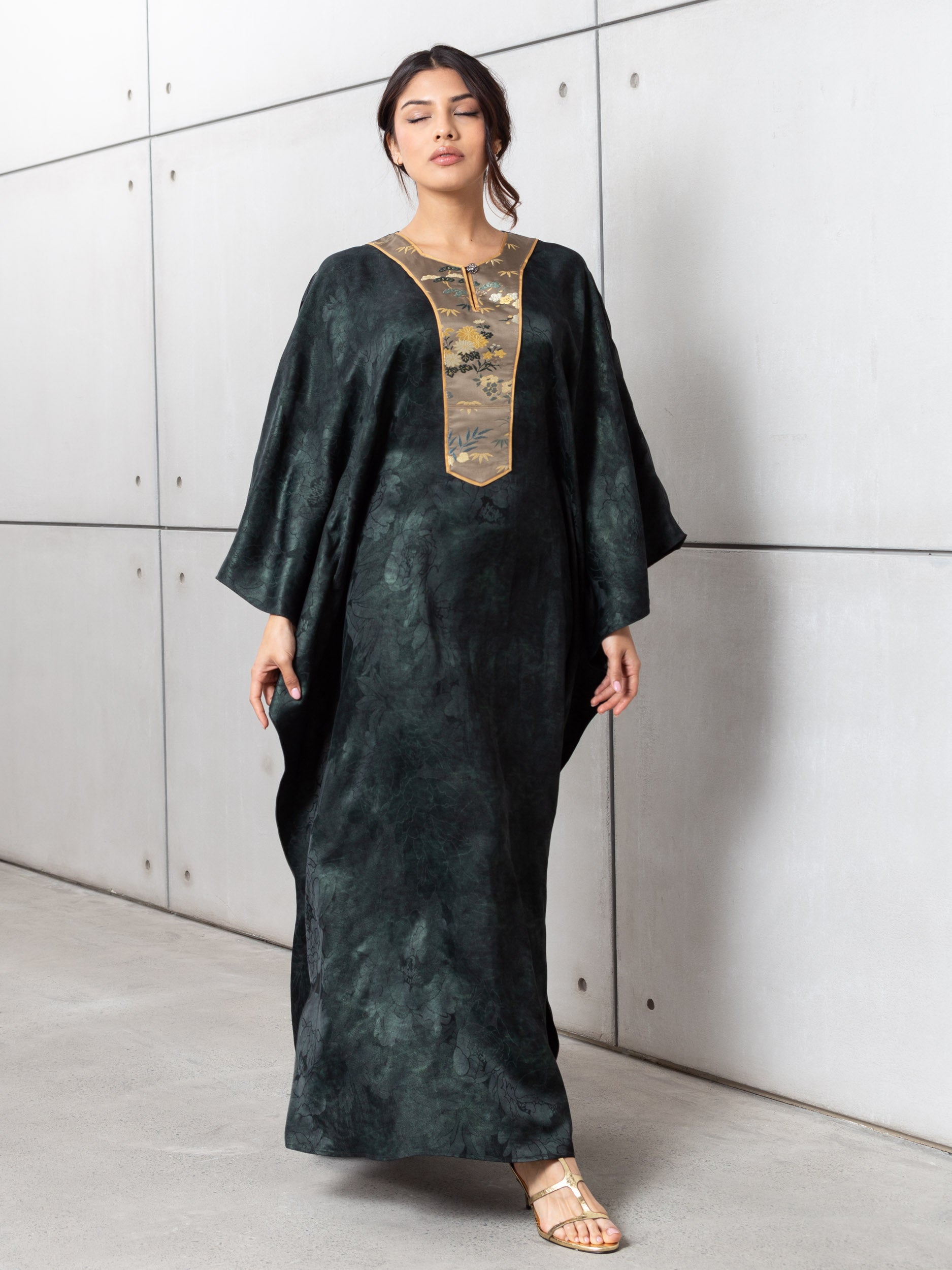 Floral Kaftan in Emerald Green