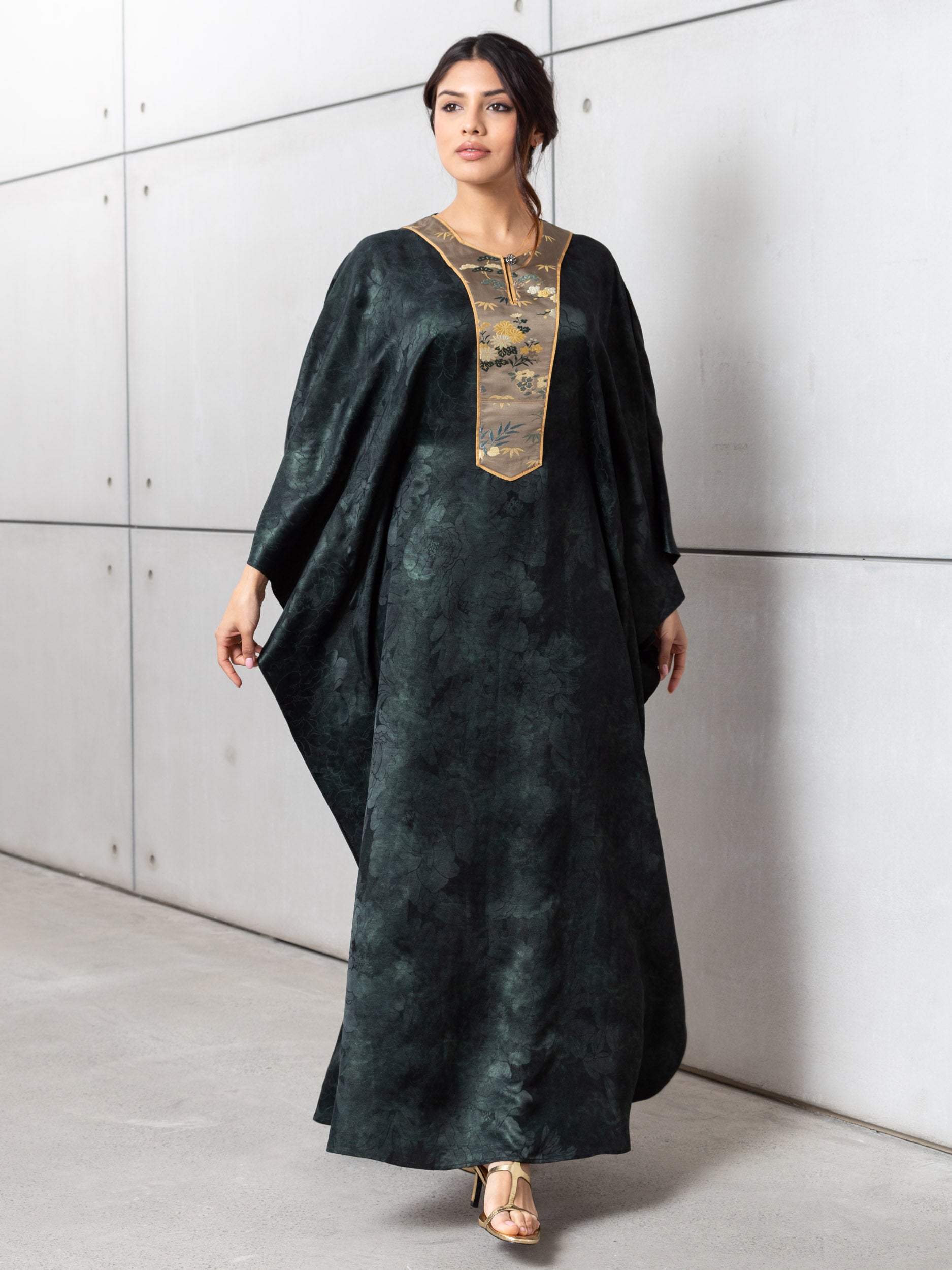 Floral Kaftan in Emerald Green