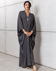 Draped Kaftan in Charcoal Green