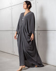 Draped Kaftan in Charcoal Green