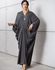 Draped Kaftan in Charcoal Green