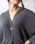 Draped Kaftan in Charcoal Green