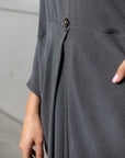 Draped Kaftan in Charcoal Green