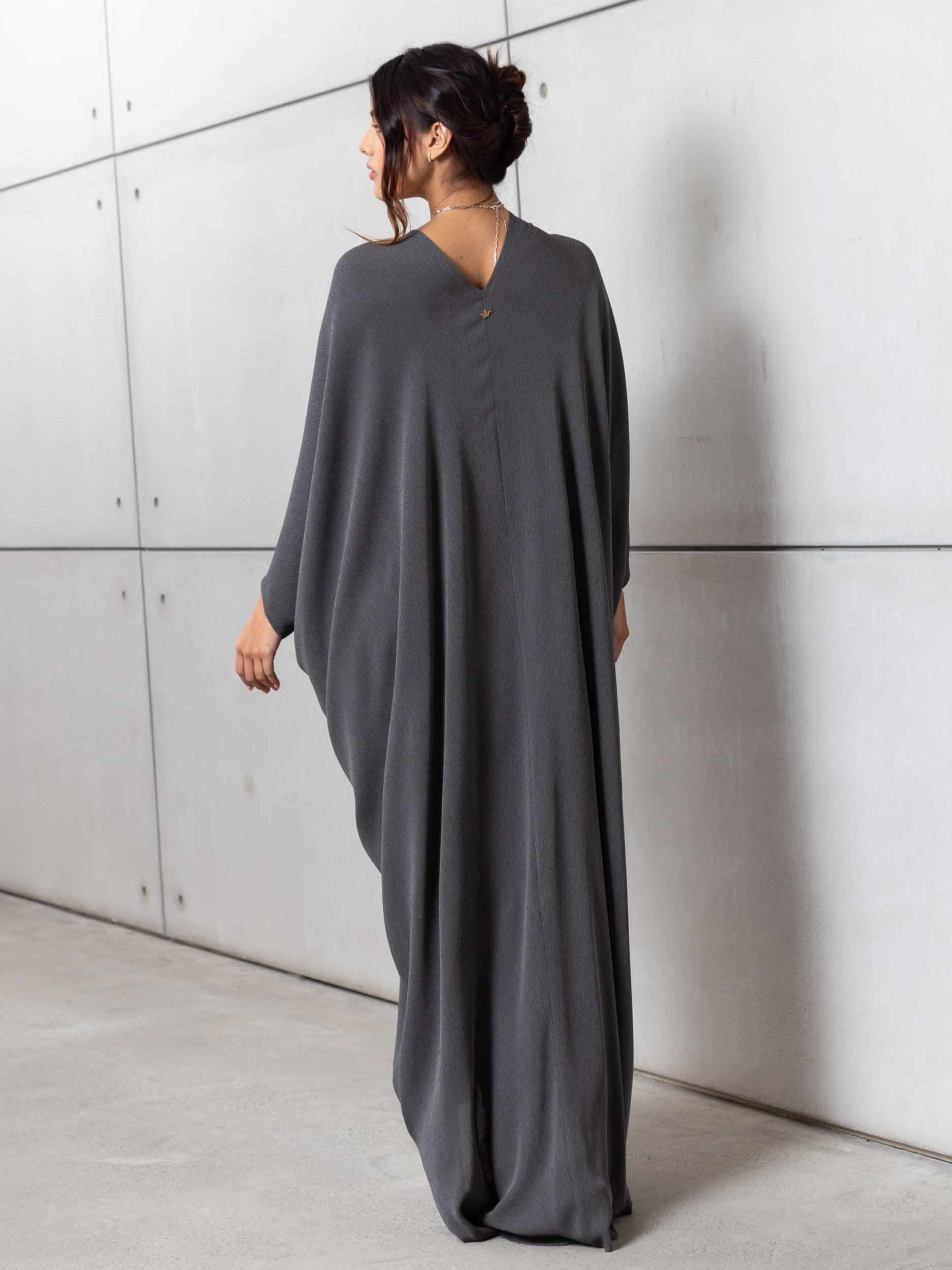 Draped Kaftan in Charcoal Green