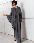 Draped Kaftan in Charcoal Green