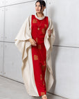 Silk Kaftan in Champagne with Red RTW