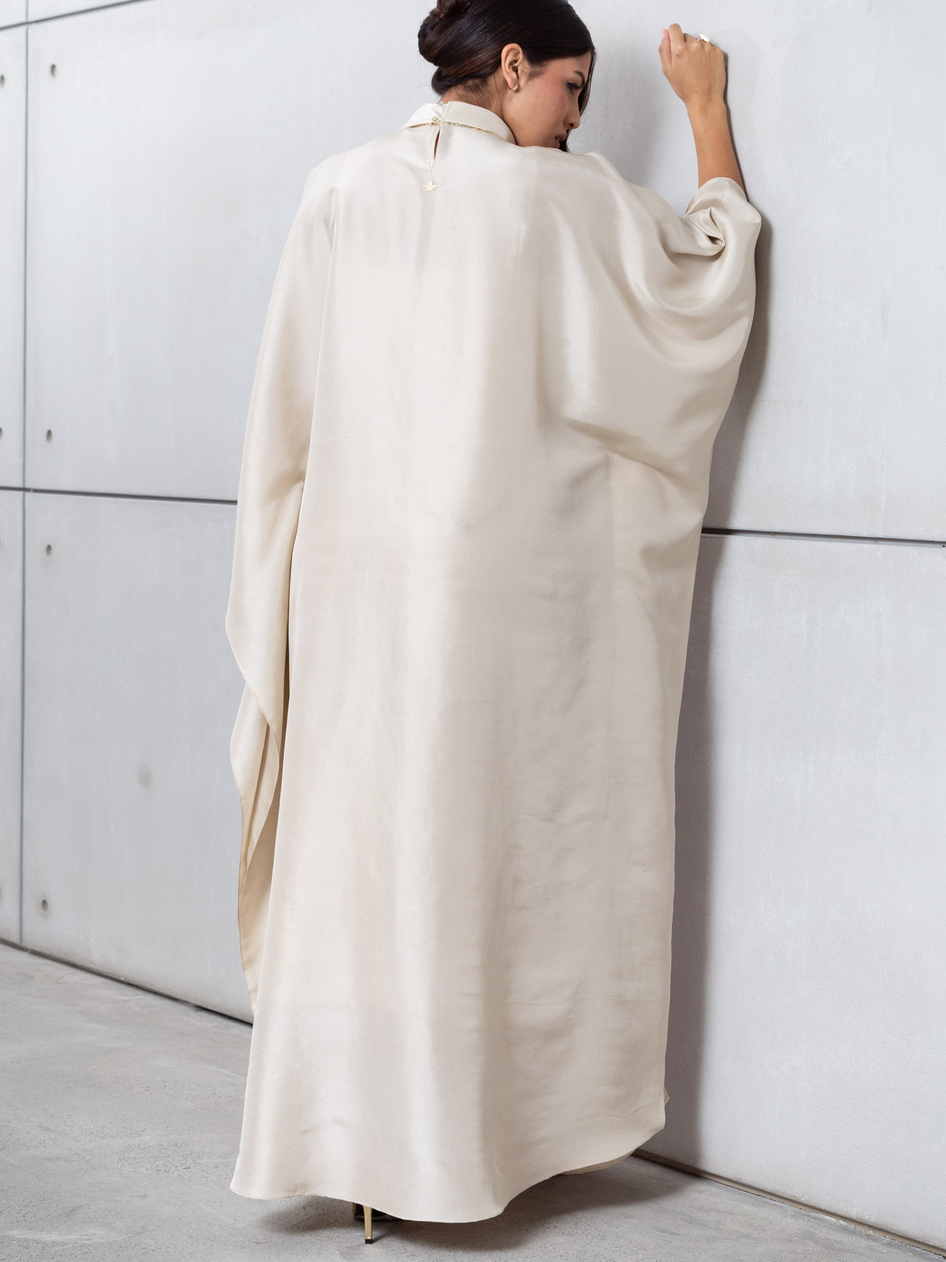 Silk Kaftan in Champagne with Red RTW