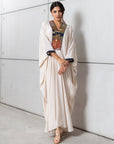 Art Deco Silk Kaftan in Creme