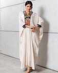 Art Deco Silk Kaftan in Creme