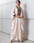 Art Deco Silk Kaftan in Creme