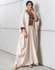 Art Deco Silk Kaftan in Creme