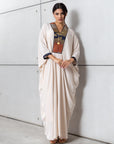 Art Deco Silk Kaftan in Creme