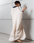 Art Deco Silk Kaftan in Creme