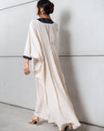 Art Deco Silk Kaftan in Creme