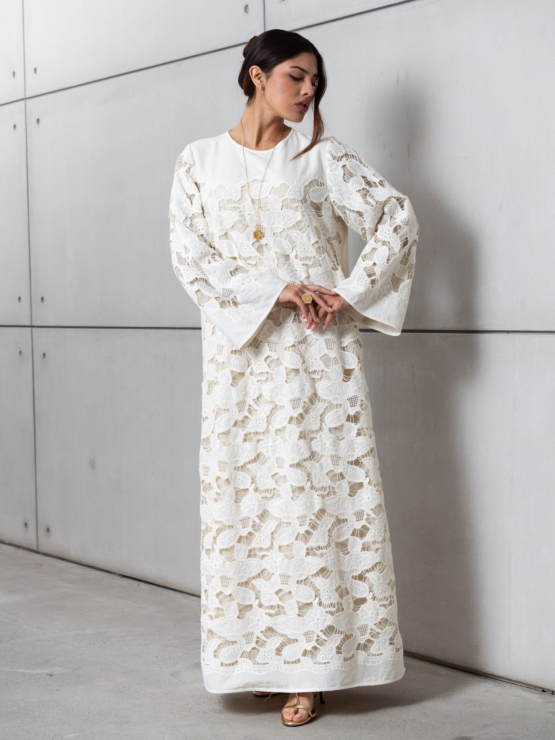 Lace Kaftan in Ivory RTW