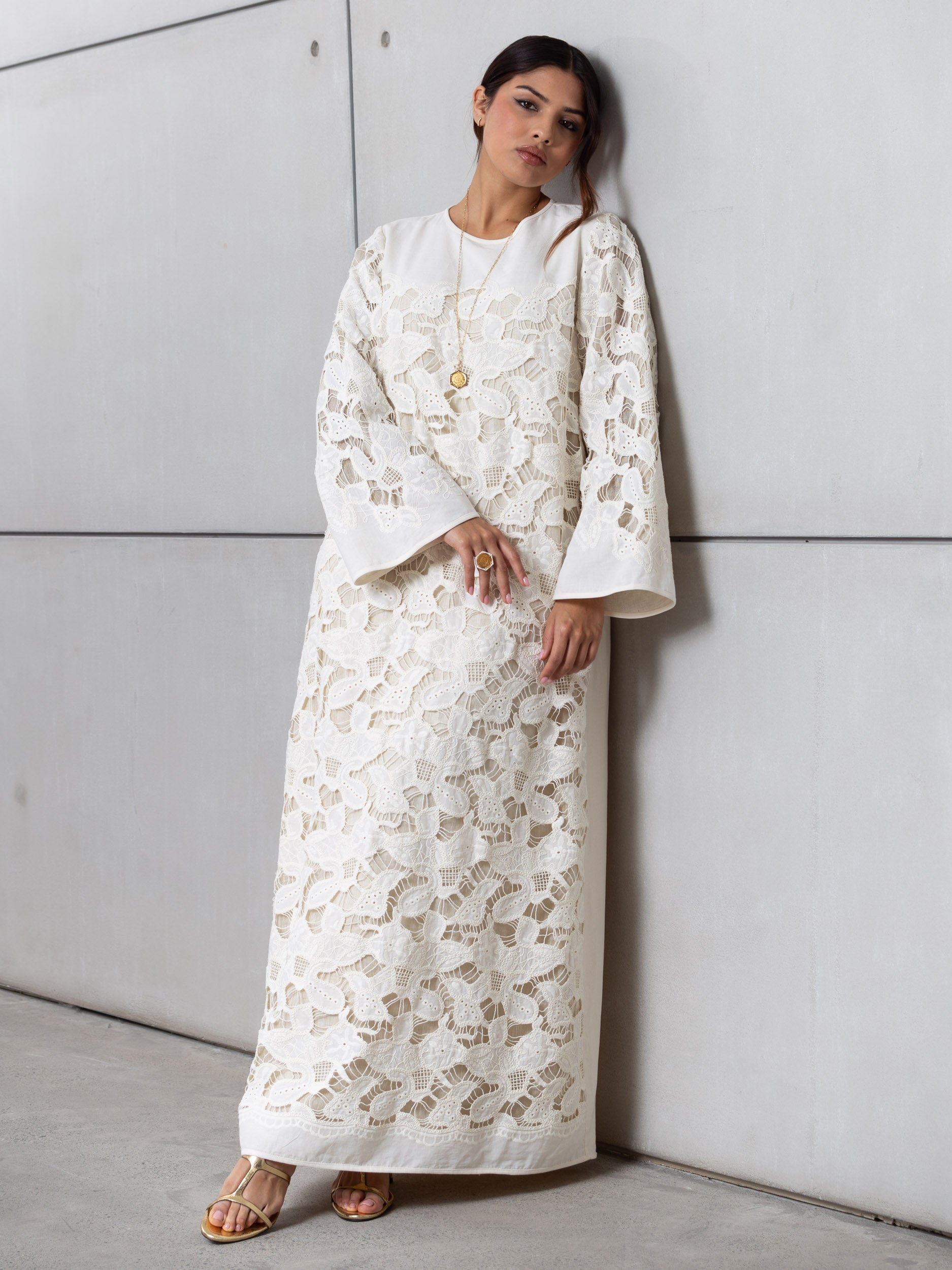 Lace Kaftan in Ivory RTW