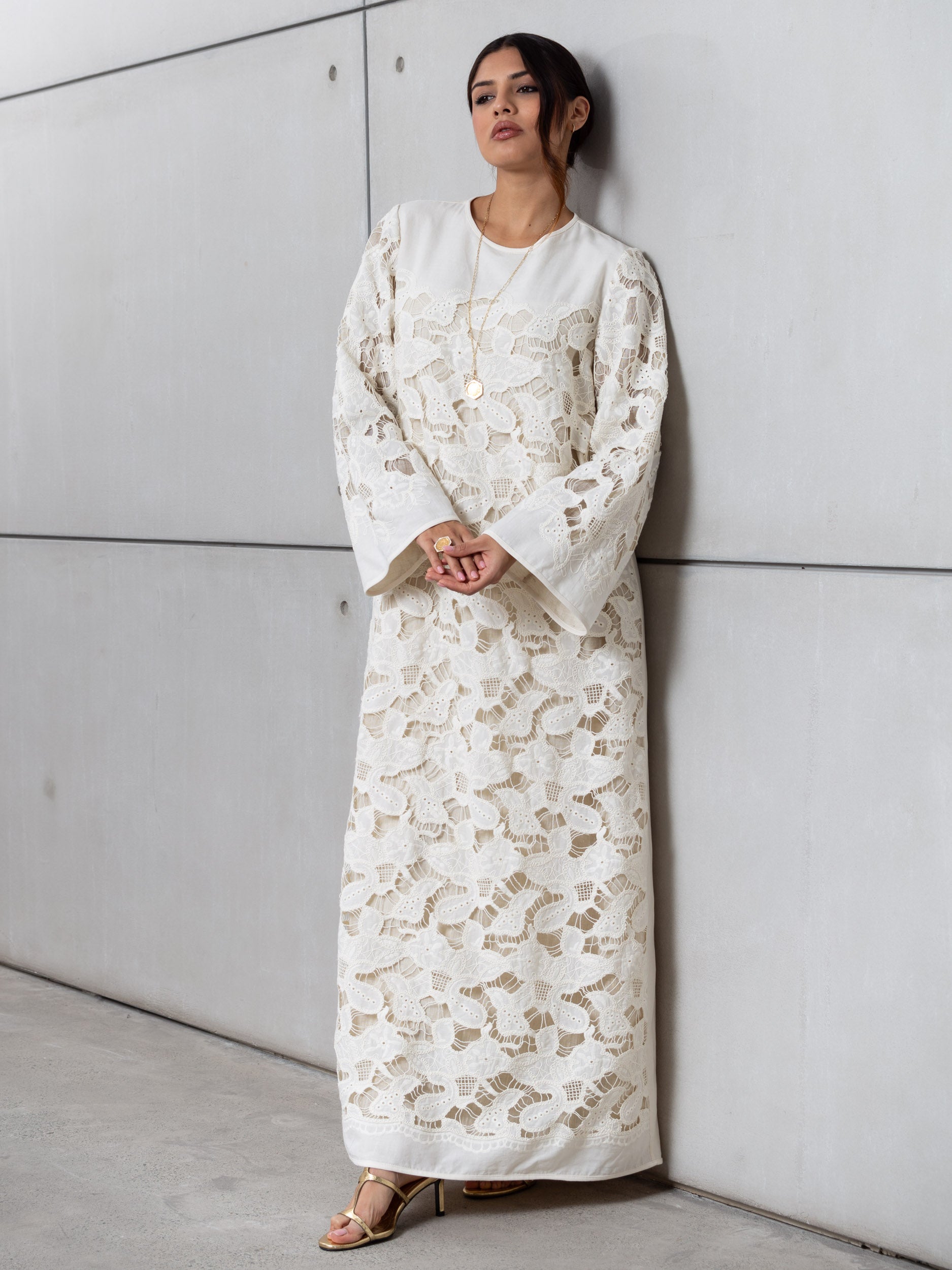 Lace Kaftan in Ivory RTW