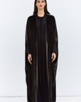 Green Velvet Abaya with Black Satin Trims