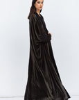 Green Velvet Abaya with Black Satin Trims