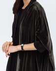 Green Velvet Abaya with Black Satin Trims